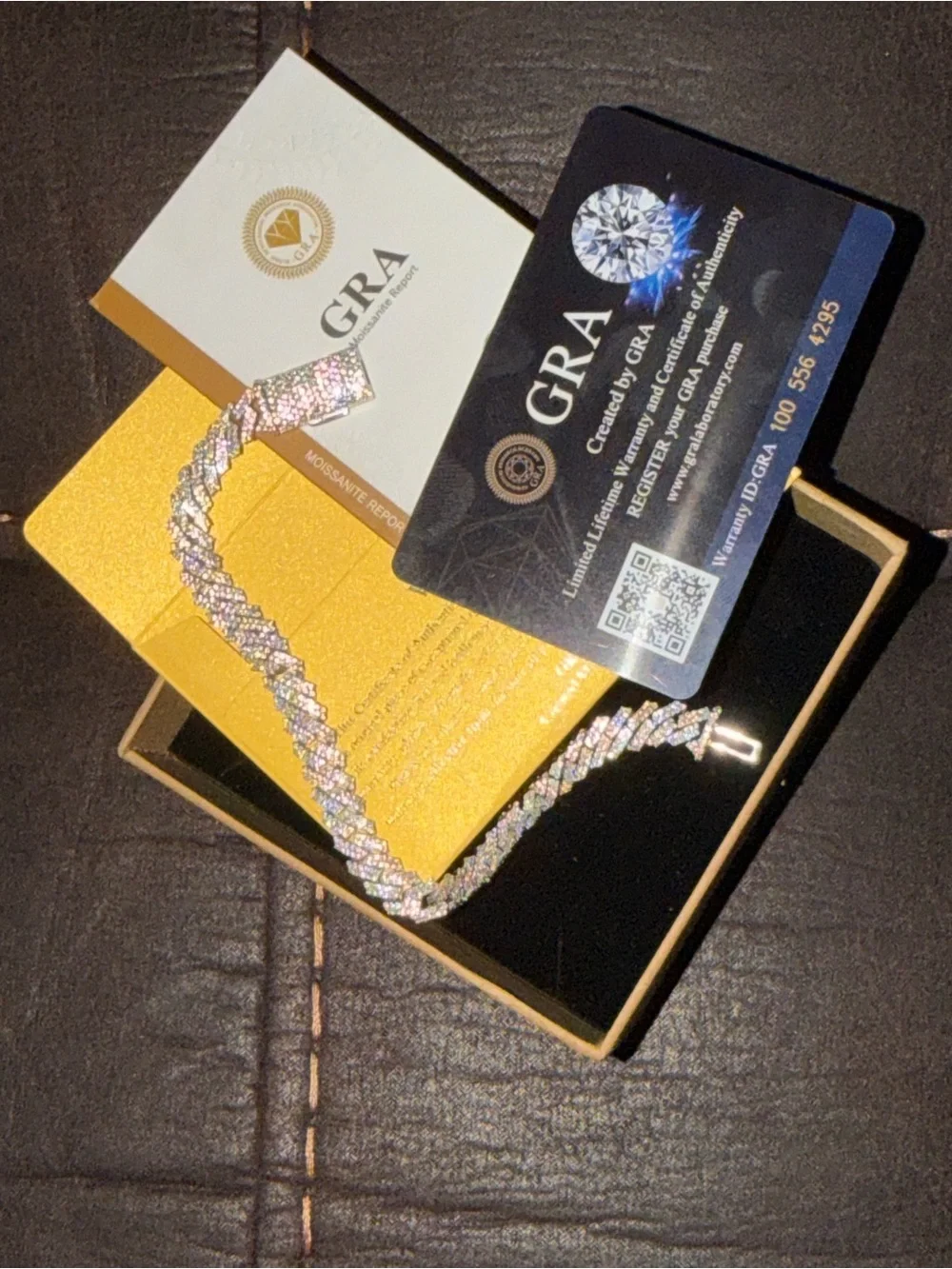 GRA Certified vvs/mossanite Diamond Cuban link Bracelet - Silver Sparkle